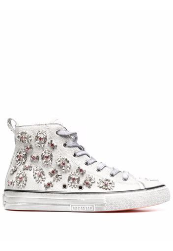 Philipp Plein High-Top-Sneakers mit Kristallen - Weiß