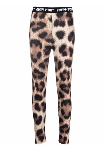 Philipp Plein Biker-Leggings mit Leoparden-Print - Schwarz