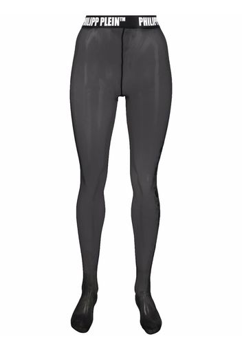 Philipp Plein One Step logo-waistband tights - Schwarz