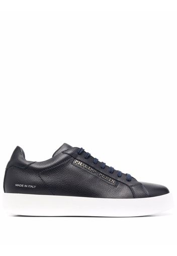 Philipp Plein logo-print leather trainers - Blau