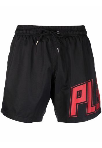 Philipp Plein Badeshorts mit Logo-Print - Schwarz