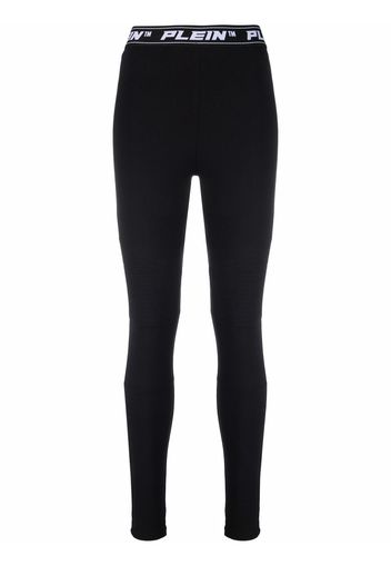 Philipp Plein logo-waistband leggings - Schwarz