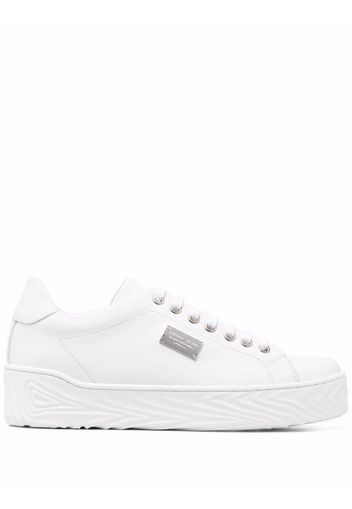 Philipp Plein Sneakers mit Logo-Schild - Weiß