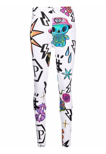 Philipp Plein Leggings mit Tattoo-Print - Weiß