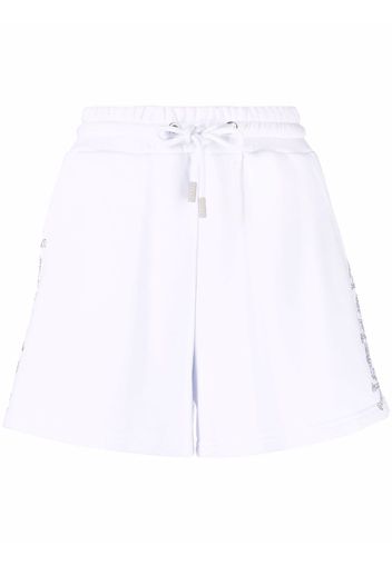 Philipp Plein rhinestone-skull drawstring cotton shorts - Weiß