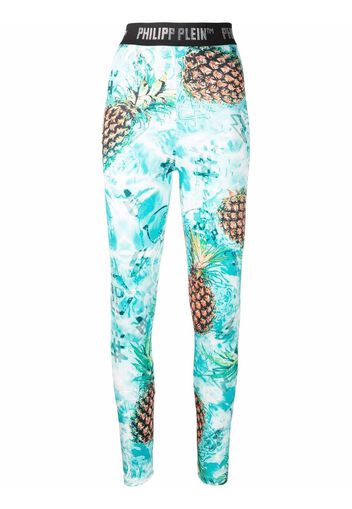 Philipp Plein Leggings mit Ananas - Grün