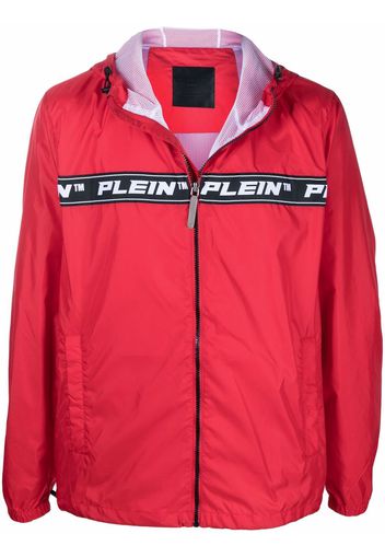 Philipp Plein logo-tape hooded windbreaker - Rot