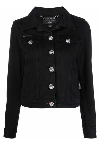 Philipp Plein logo-plaque denim jacket - Schwarz