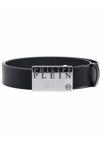 Philipp Plein logo buckle leather belt - Schwarz