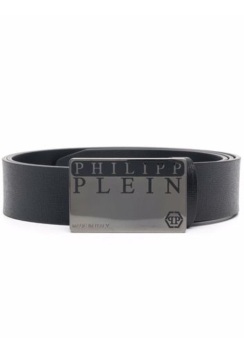 Philipp Plein logo buckle leather belt - Schwarz