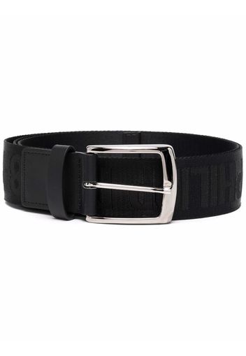 Philipp Plein logo-print leather belt - Schwarz