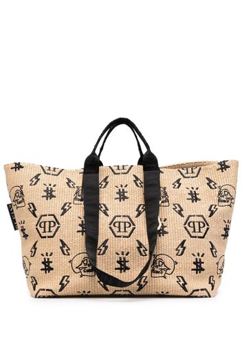 Philipp Plein Korbtasche mit Monogramm - Nude