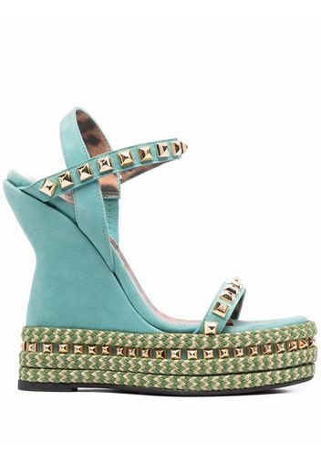 Philipp Plein Wedge-Sandalen mit Nieten - Blau