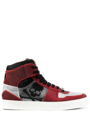 Philipp Plein Strass crystal-embellished hi-top sneakers - Schwarz