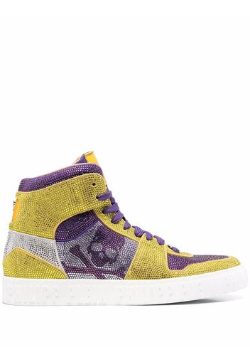 Philipp Plein High-Top-Sneakers mit Strass - Gelb