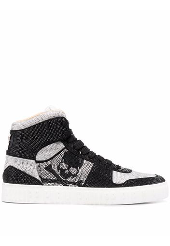 Philipp Plein High-Top-Sneakers mit Strass - Schwarz