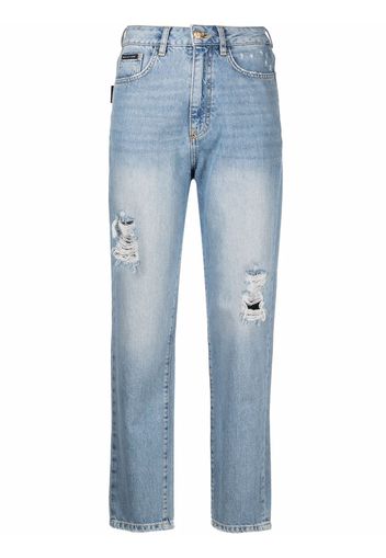 Philipp Plein cropped boyfriend jeans - Blau