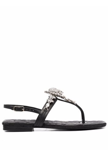 Philipp Plein crystal-skull leather sandals - Schwarz