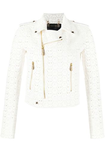 Philipp Plein Sangallo leather biker jacket - Weiß