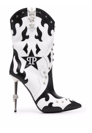 Philipp Plein Cowboystiefel mit Stern-Print - Schwarz