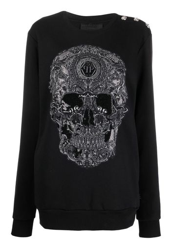 Philipp Plein embroidered-skull crew neck sweatshirt - Schwarz