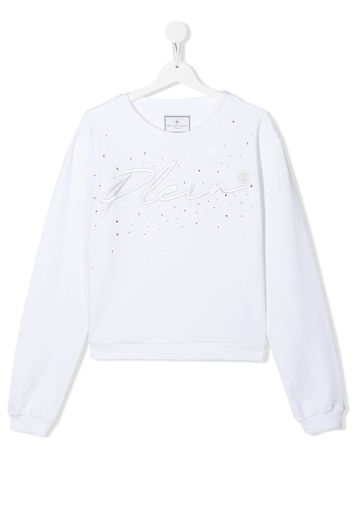 Philipp Plein Junior TEEN logo-embroidered sweatshirt - Weiß