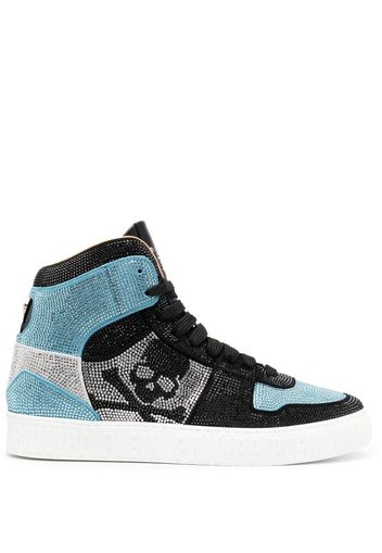 Philipp Plein High-Top-Sneakers mit Kristallen - Blau