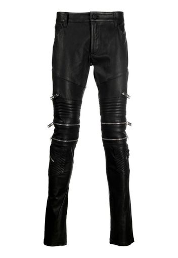 Philipp Plein zippered leather biker trousers - Schwarz