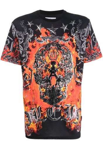 Philipp Plein flame-print short-sleeve T-shirt - Schwarz