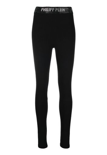 Philipp Plein gem logo-waistband leggings - Schwarz