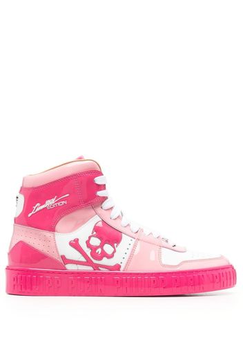 Philipp Plein High-Top-Sneakers mit Totenkopf - Rosa