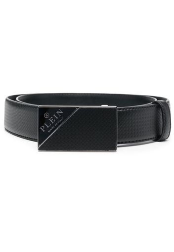 Philipp Plein logo-buckle leather belt - Schwarz