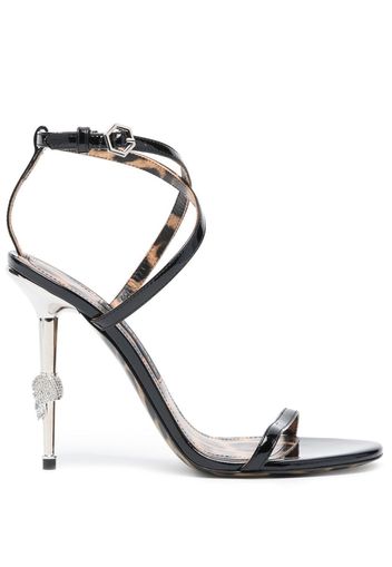 Philipp Plein Leopard 115mm skull-embellished sandals - Schwarz