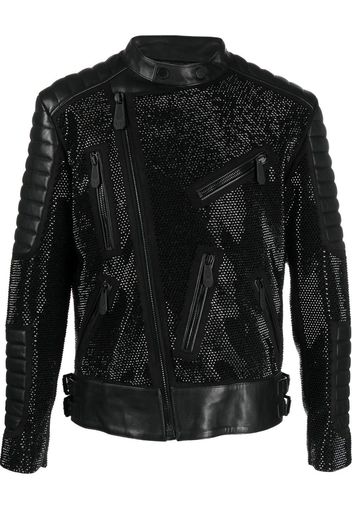 Philipp Plein leather disco biker jacket - Schwarz