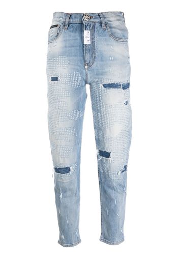 Philipp Plein Mom Jeans im Distressed-Look - Blau