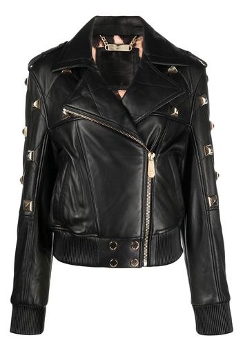 Philipp Plein Lederjacke mit Nieten - Schwarz