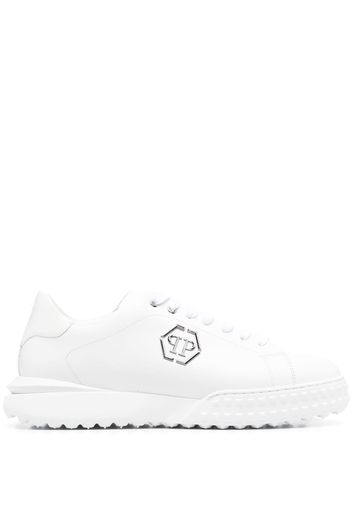 PHILIPP PLEIN low-top leather sneakers - Weiß