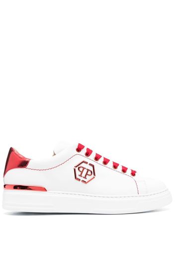 Philipp Plein logo-plaque lace-up sneakers - Weiß