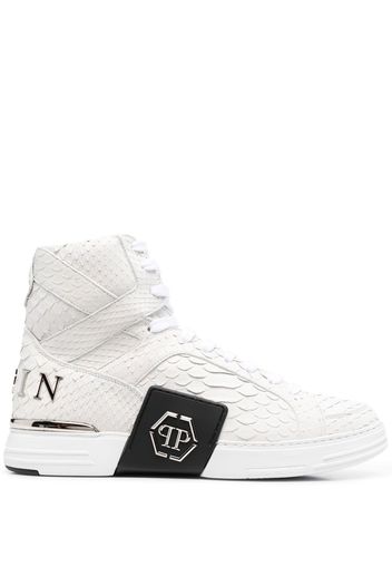 PHILIPP PLEIN snakeskin-effect high-top sneakers - Schwarz