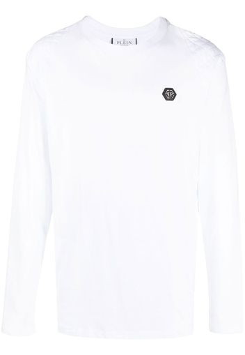 Philipp Plein Langarmshirt mit Logo-Print - Weiß