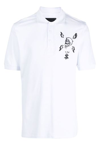 Philipp Plein skull-print polo shirt - Weiß