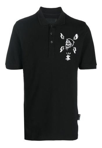 Philipp Plein skull-print polo shirt - Schwarz