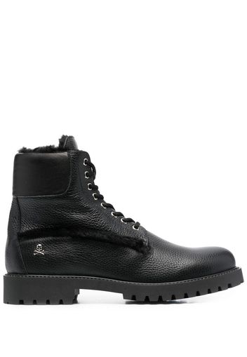 Philipp Plein The Hunter Schnürstiefel mit Shearling - Schwarz