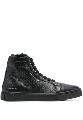 Philipp Plein High-Top-Sneakers mit Shearling - Schwarz