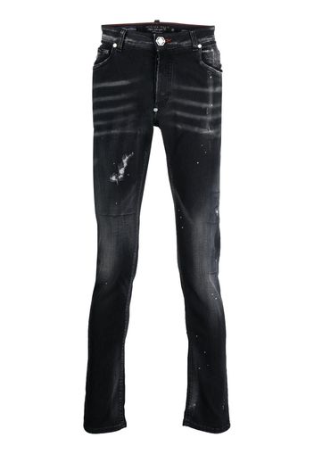 Philipp Plein distressed skinny-cut jeans - Schwarz