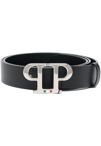 Philipp Plein logo-plaque leather belt - Schwarz