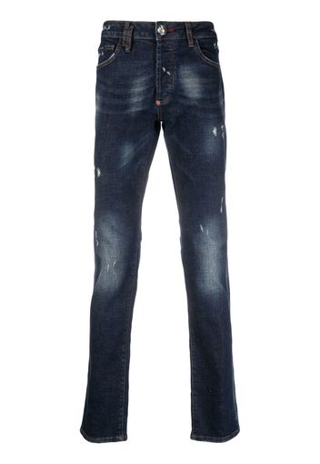 Philipp Plein Gerade Jeans in Distressed-Optik - Blau