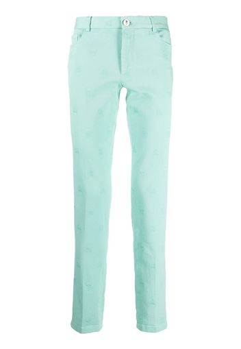 Philipp Plein skull embroidery straight-leg trousers - Blau