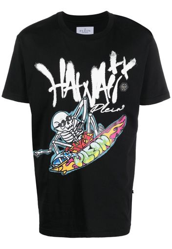 Philipp Plein T-Shirt mit Hawaii-Print - Schwarz