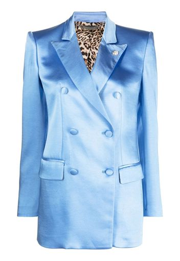 Philipp Plein Doppelreihiger Satinblazer - Blau